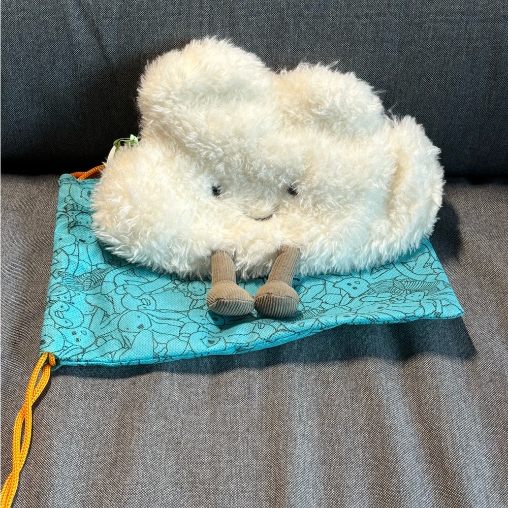 Official Jellycat Fluffy Cloud Kids Bag with Blue Pouch